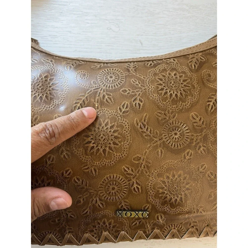 VTG XOXO Floral Embossed Tooled Boho Shoulder Bag Y2K Indie Western